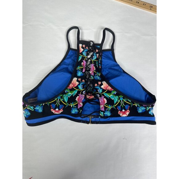 Nanette Lepore Women’s Size XS 0-2 Floral High-Neck Crop Swim Top Zigzag Back - Picture 4 of 7